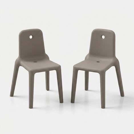 Set 2 sedie design indoor outdoor in polietilene Mellow - Beige (1/5)