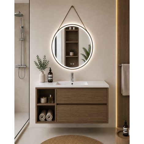Bathroom cabinet with basin ORIGENBATH ZEUS without mirror 80x45 cm left Fresno tea (1/5)
