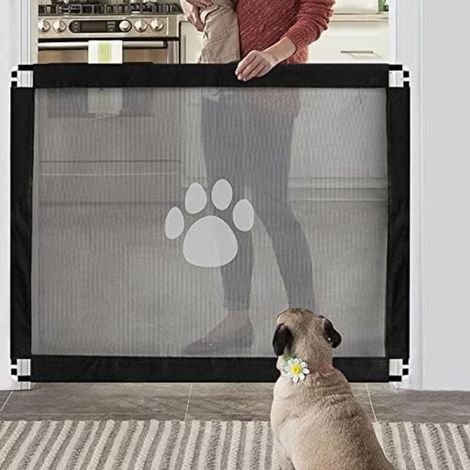 Namsan Barrière de porte pour chien facile à installer et verrouillable, barrière d'escalier pour animaux de compagnie, 80 cm x 100 cm (1/4)