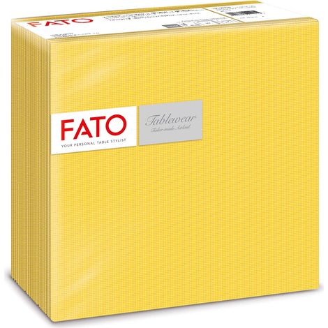 Fato - Tovaglioli in Carta a secco, Airlaid, Effetto Tessuto, Confezione da 50 tovaglioli, Formato 40x40 piegato in 4, Decoro Shade Giallo (1/5)
