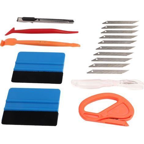 Outil de pose de film de protection pour vitres de voiture (lot de 8) : raclettes et outils de découpe. (1/5)