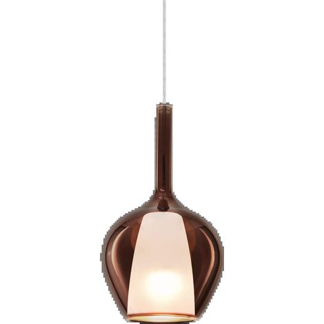 KALIQUE LAMPADARIO SOSPESO 1 LUCE ATTACCO E27 DOPPIO VETRO SATINATO E RAME 18X33CM