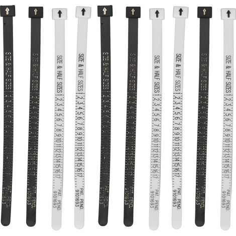 10 Pièces Jauges de Taille de Bague Précises, Imprimées Clairement, Légères et Portables pour Mesurer les Doigts - Outils de Mesure de Bijoux (1/5)