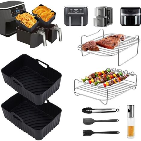 8 Pièces Accessoires de Friteuse à Air Chaud 2024 AF500EU AF400EU, AF300EU, Double Stack XL SL400EU,Accessoires Moule en Silicone pour Racks et Vaporisateur d'Huile 7,6 à 9,5 l (1/5)