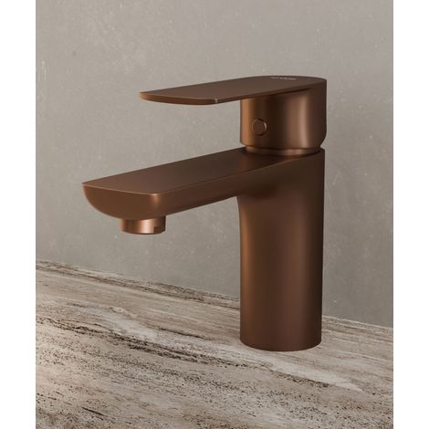 Miscelatore lavabo da appoggio oro rosa spazzolato - Nunki