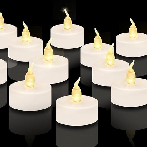 24 velas de té, velas LED sin llama a pilas, velas de té brillantes y parpadeantes, batería de larga duración que dura más de 200 horas para Navidad, bodas, fiestas [Clase energética A]