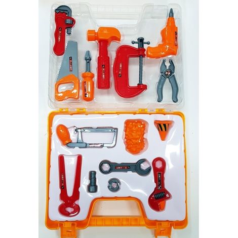 Valise 15 Pièces Outils De Travail Perceuse Scie Cric Pince Pince
