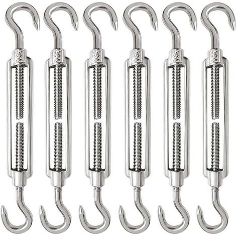 6 Pièces Tendeur Cable M6 Tendeur Cable Inox 304 Réglable Crochet de Ridoir et Crochet pour Tendeur de Fil Cable Acier Corde Crochet Tendeur (1/5)