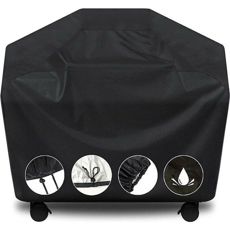 KLVGTIFS PUHousse de barbecue - Étanche - Tissu haute densité - Protection extérieure - Noir (1/4)