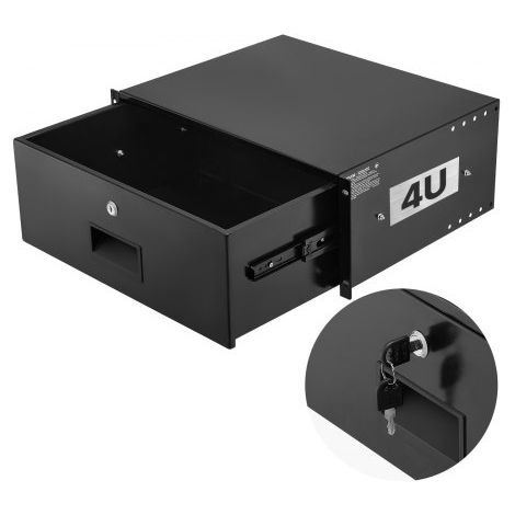 Cajón para Montaje en Rack de 4U, Carga de 22,68 kg, Cajón Deslizante con Cerradura y Orificios para Gestión de Cables, para Rack o Gabinete de AV para Servidores de Equipos de Red de 48,26 cm (1/5)
