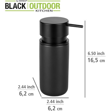 WENKO Distributeur de savon Silo, distributeur en céramique contenant jusqu'à 250 ml de savon liquide, liquide vaisselle ou désinfectant avec pompe extra-grande en plastique ABS, ∅ 6,2 x 16,5 cm