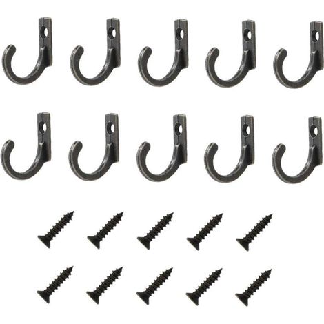 10 ganci singoli da parete in lega di zinco, piccoli ganci appendiabiti per cappelli, asciugamani, chiavi, sciarpe, gioielli, abiti, con viti (bronzo anticato) (1/5)