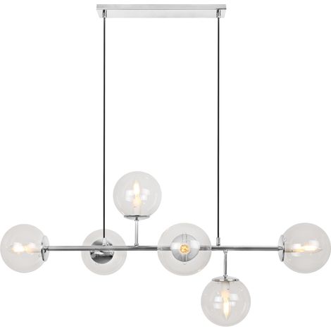 SIENA DECKENLEUCHTE CHROM 6 FLACHE LAMPENLEUCHTE E14 LANGE ARME