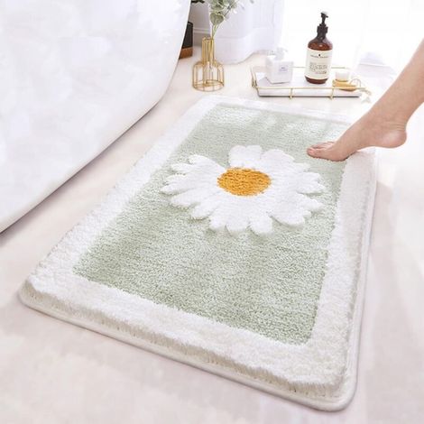 Tapis de salle de bain vert, microfibre ultra-douce, 5080cm, super absorbant, lavable en machine, antidérapant, (1/4)