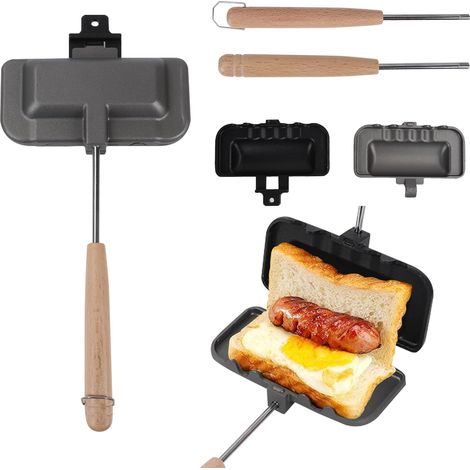 Sandwichmaker, Hotdog-Toaster, doppelseitige Sandwichplatte, doppelseitige Bratpfanne (4w1h), Grillkäse-Maker, Antihaft-Sandwichmaker, Pfanne (1/5)