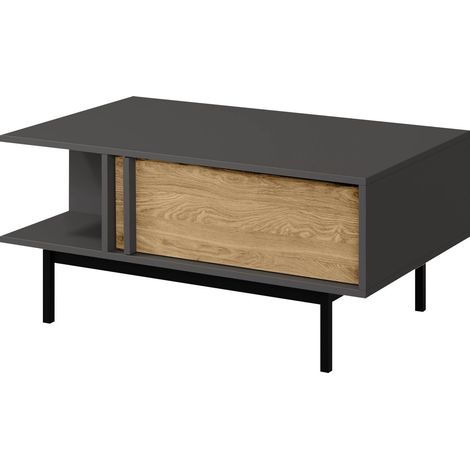 Mesa de centro Levali 111, Roble, 43x60x93cm, Diámetro: 0, Aglomerado laminado, Angular