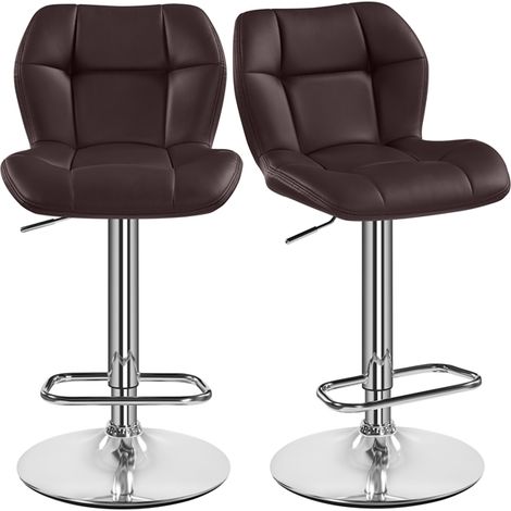 Homevive Juego de 2 Taburete de Bar Taburete de Altura Ajustable 89-111 cm Taburete Industrial Metal Silla de Cocina Tasburete Alto para Cocina Bar Comedor Marrón