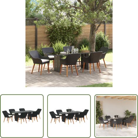 Salle à manger extérieure - Ensemble de salle à manger pour jardin 7 pcs Noir polyrotin (1/5)