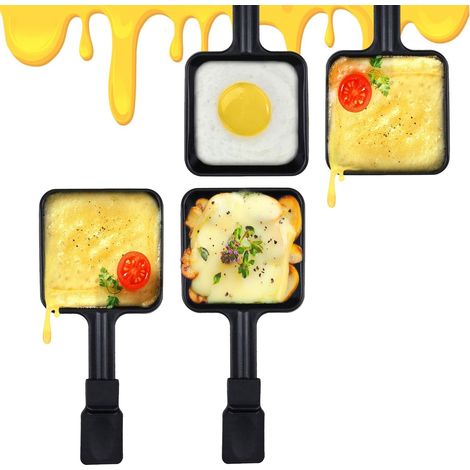 Lot de 4 Poêle à raclette,21 cm,Revêtement anti-adhésif,Fer,Cuisine familiale