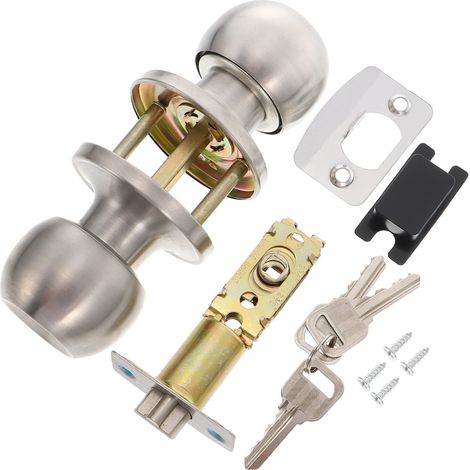 1 lot de trois barres chromées de serrure de porte de chambre à coucher avec clé en acier inoxydable (1/5)