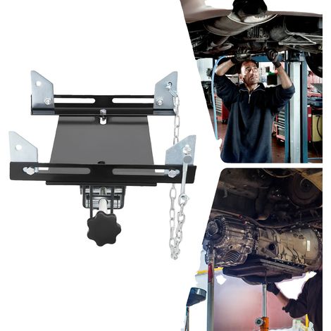 Adattatore per cric di trasmissione, capacità di carico 500 kg, larghezza della piattaforma regolabile da 20 a 33 cm, dimensioni 3433 cm, struttura in lamiera d'acciaio, lunghezza catena 70 cm (1/5)