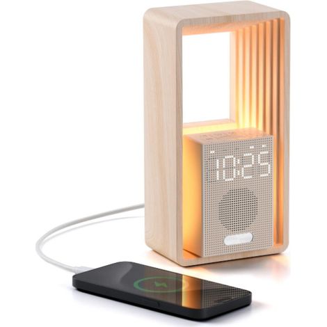 Lampe de Chevet avec Port de Charge USB & Horloge,9 Sons de Sommeil Veilleuse (1/5)