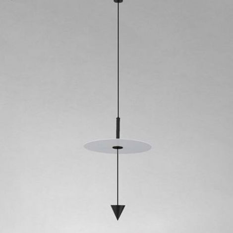 TRADE SHOP - Lampadario A Sospensione Lampada 12w Luce Led 6500k Disco Bianco ø23cm Cono Nero 32009 - (1/4)