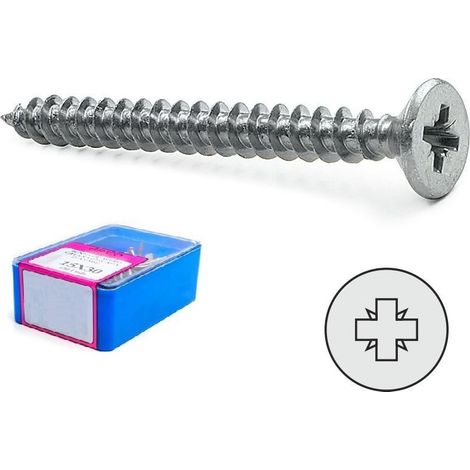 caja tornillo rosca madera cabeza plana pozidrive largo 35mm diámetro 3.5mm