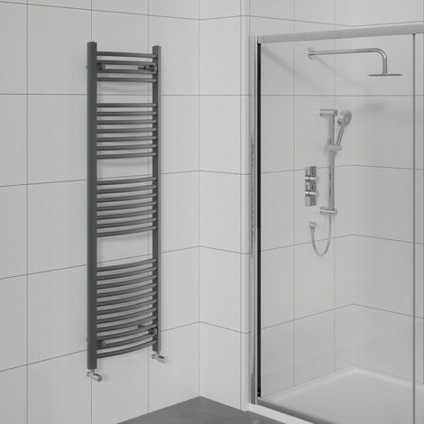 Curved Heated Towel Warmer Bathroom Rail Anthracite 1500x500mm (1/5)