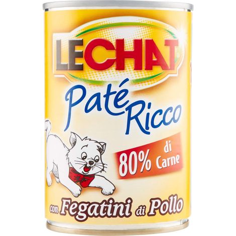 PATE' PER GATTI 'LECHAT RICCO' fegatini di pollo - gr 400- 24 pezzi - MONGE