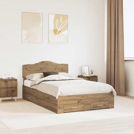 Estructura de cama con cabecera Roble artesanal 120 x 190 cm
