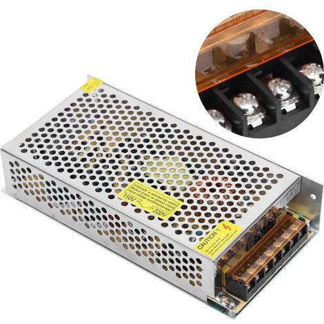 Adaptador de fuente de alimentación con interruptor para barra de luz LED de aleación de aluminio de 12 V CC para impresoras 3D (S-180-12 (12 V 15 A 180 W) CA 110/220 V ± 15 %) (1/5)