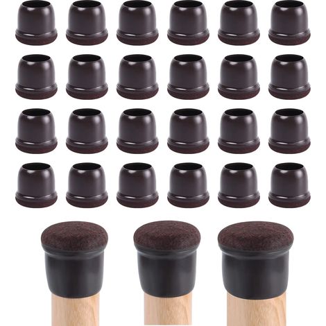 24 pcs Pieds de Chaise Silicone 19-25mm Protege Pied de Phaise,Plaquettes Pieds Meubles Chaise,Housses de Table Antidérapantes pour Meubles,Protections Bois pour Pieds de Meubles Marron Foncé Rond (1/5)