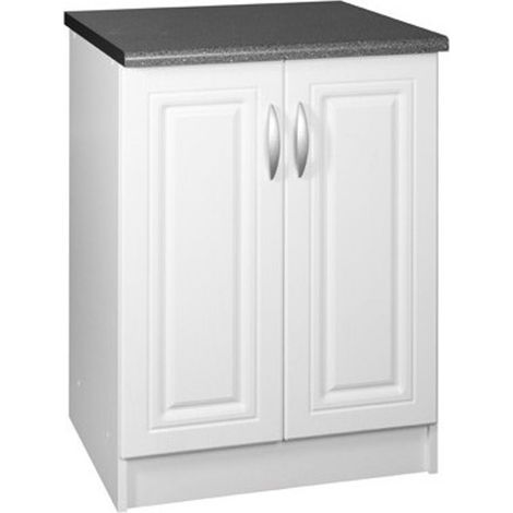 Tendencio – Meuble bas de cuisine 60 cm – 2 portes – 1 étagère – Mélaminé blanc – Élément modulable pour agencement personnalisé