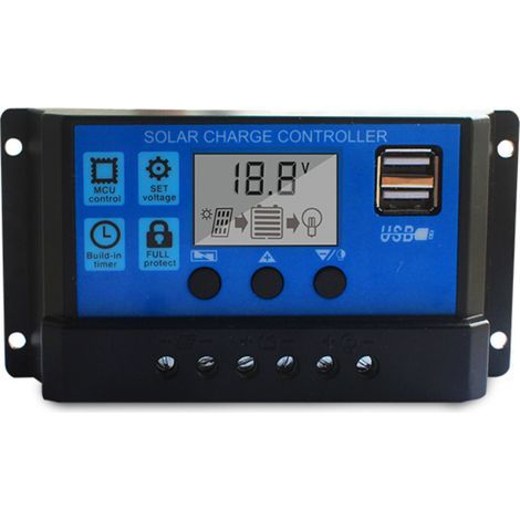 20A 12V/24V Solar Charge Controller, Automatic Identification, LED Display, PWM Battery (1/5)
