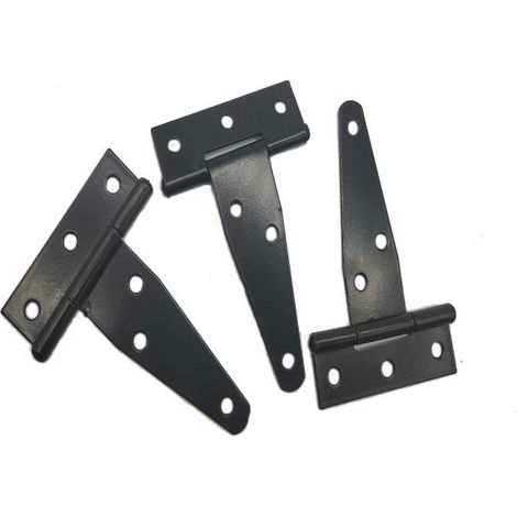 6 Stück schwarzes T-Scharnier Scheunentorscharnier 12 Zoll T-Scharniere Schrauben Eisentürscharniere Hochleistungsscharniere für Türen, Fenster, Schuppen MINKUROW (1/5)