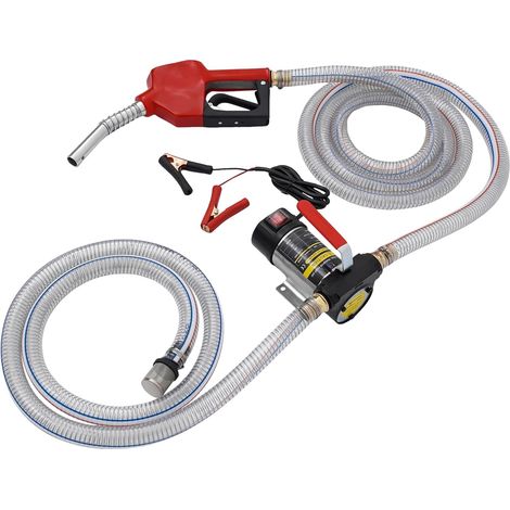 HAUTOUR Pompe Gasoil 45L/min, Pompe Gasoil Electrique 12V 200W, Pompe à Carburant Pompe à Biodiesel avec Pistolet à Arrêt Automatique, tuyau d'entrée d'huile et tuyau de sortie d'huile (1/5)