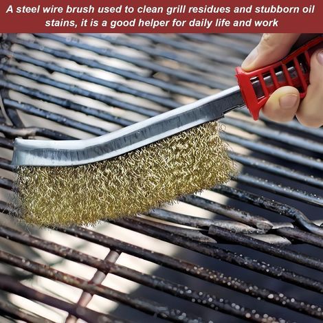 Lot de 3 brosses en laiton pour barbecue - Brosse métallique en laiton - Petites brosses métalliques avec poils en acier inoxydable laiton et nylon - Pour le nettoyage des scories de soudure et de la (1/4)