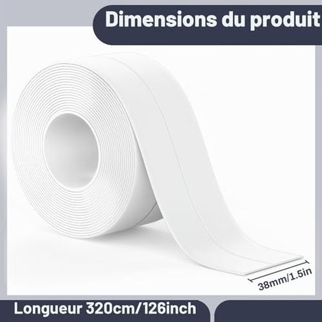 2 Rouleaux Joint Silicone Salle De Bain Blanc, Ruban Auto-Adhésif (1/4)