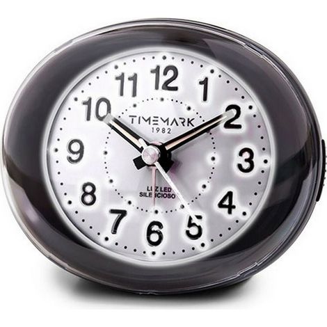 Orologio-Sveglia Analogico Timemark Nero Luce LED Silenzioso Snooze Modalità notte 9 x 9 x 5,5 cm (9 x 9 x 5,5 cm)