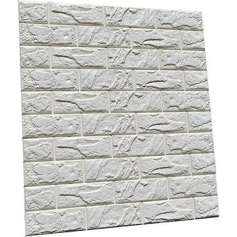 Panneau mural autocollant 3D à motif brique blanche de 76 cm x 69 cm, compatible avec Livi (1/5)