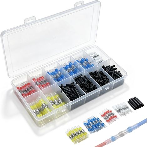 Lot de 400 connecteurs à souder thermorétractables avec gaine thermorétractable - Connecteur de câble étanche transparent pour voiture, marine et bateau (1/5)
