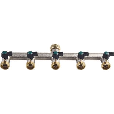 Robinet distributeur d'eau en laiton à 5 voies, injecteur 3/4 pouce, tuyau d'arrosage robuste de 5 pouces (1/5)
