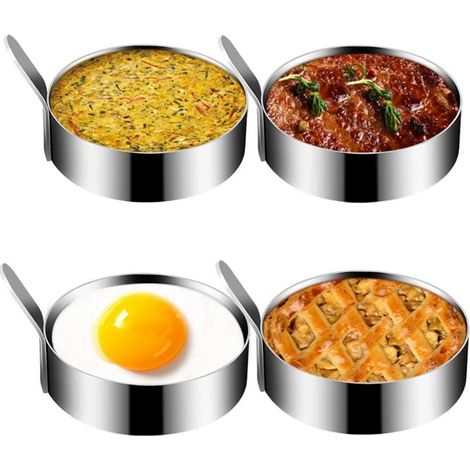 Moule À Œufs - Acier Inoxydable 304 - Diamètre 7,5 Cm Hauteur 2,5 Cm - Pour Œufs Pancakes Omelettes - Lot De 4 (1/5)