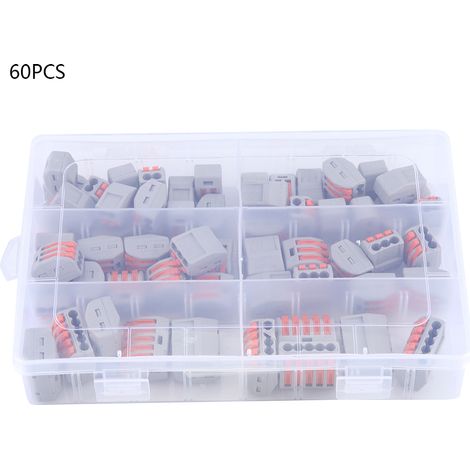 60PCS PCT-212 213 215 Spring Terminal Block Electric Wire Cable Quick Connector 2/3/5 Way (1/5)