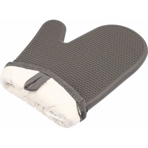royaluxe - Gants de four résistants à la chaleur avec doublure en coton et maniques en silicone pour cuisiner, cuisiner, cuire au four, barbecue, barbecue, silicone, gris, taille L (1/4)