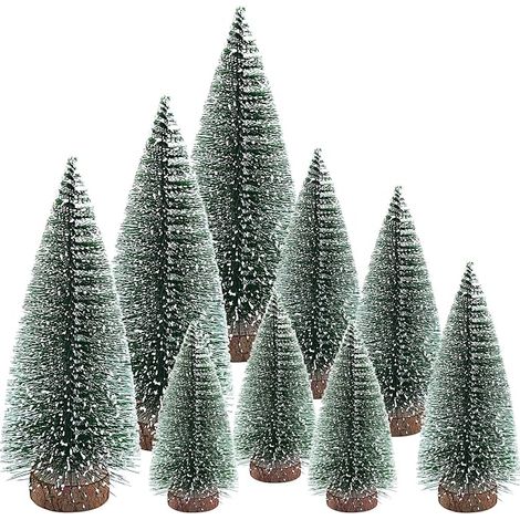 Petit Sapin de Noel, Sapin Noel Artificiel avec Base en Bois pour Décoration Noël Chambre DIY Vitrines (1/5)