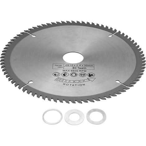 Lame de scie circulaire 210mm×30mm Diamètre de l\\'alésage 80 dents Lame de scie circulaire avec 3 joints toriques en carbure cémenté (1/5)