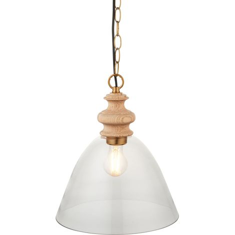 Lampada a sospensione Cotswold frassino vetro E27 Endon (1/5)