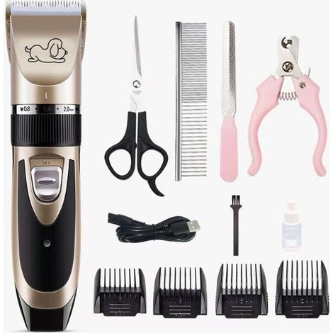 Ensemble de toilettage sans fil pour chiens, professionnel et silencieux, pour le toilettage électrique des animaux de compagnie. (1/3)